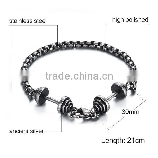 High Quality Vintage Dumbbell Stainless Steel Bracelet