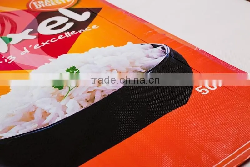 Rice Packing Bag with colorful bopp laminated pp woven rice bag 25kg/pp sack