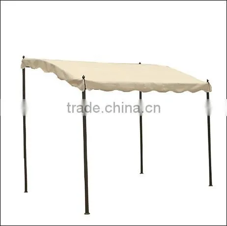 Portable wrought iron gazebo with sloped cover