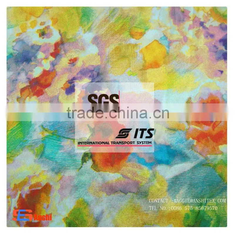 ES1020A digital printed satin chiffon fabric for top, underwear, dress fabric