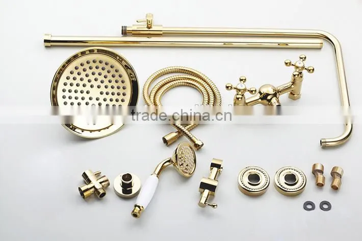 Luxury high quality brass gold finishing bathroom rain shower set