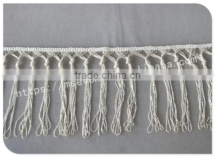 Fashion design off-white 15.5cm width knot polyester fringe trim wholesale