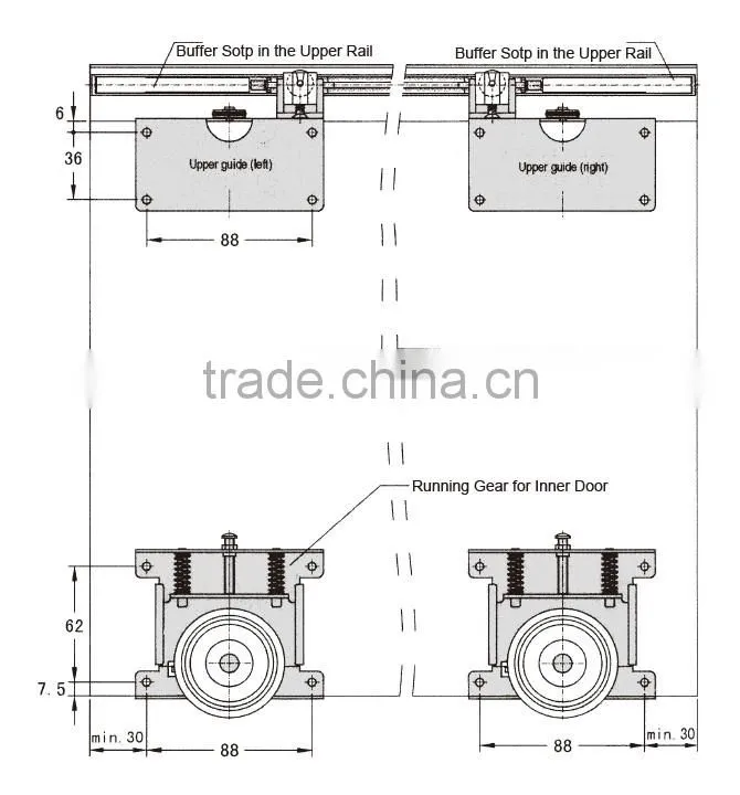 2016 Popular Soft Close Flush Wardrobe Sliding Door System