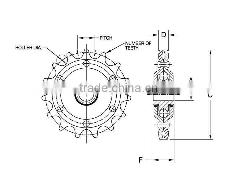 Hardened Single Pitch 17 Teeth Sprocket Idler AG2416