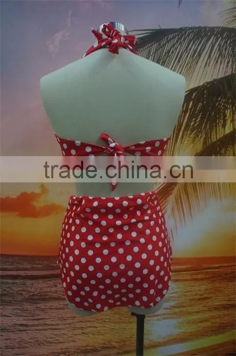 2016 Dot Print Halter High Waist Bikini For Mature Women