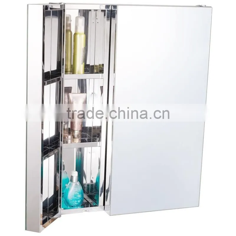 Stainless Steel Bathroom Mirror Cabinet, Double Doors