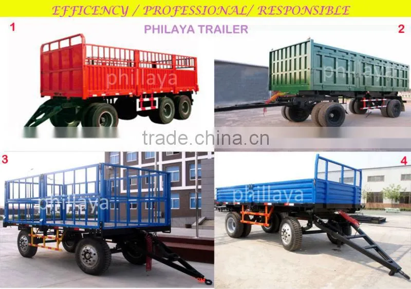 2 axles 4 wheel farm trailers /(flatbed drawbar full trailer and dump tipper full trailer)