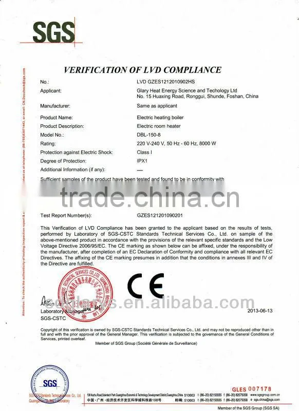Radiant Electric boiler for floor heating (3-stages power)