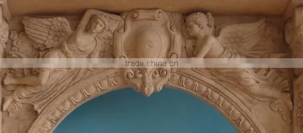 Decorative Natural Stone Arch Door Surround with Angel Design