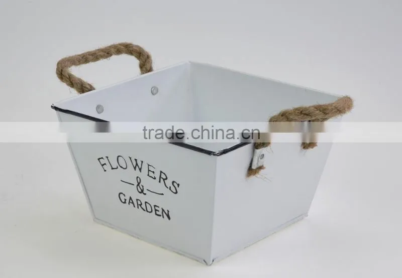china factory low price lead free metal personalized large decorative white printing character flower pot