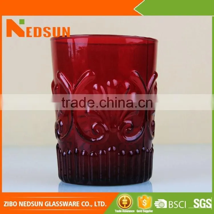 High quality glass cup with embossed
