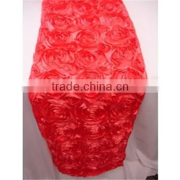 12x108 fashionable satin rosette table runner for wedding deco and home use