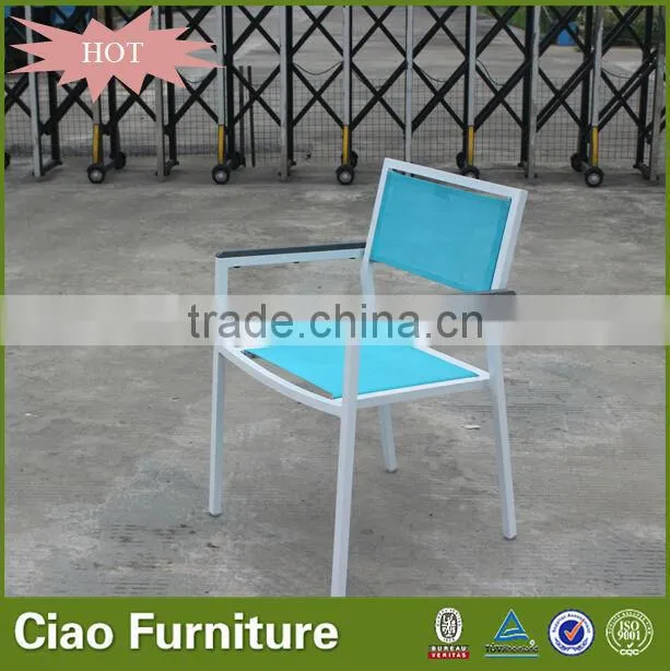 modern garden mesh fabric chair plastic wooden arm chair
