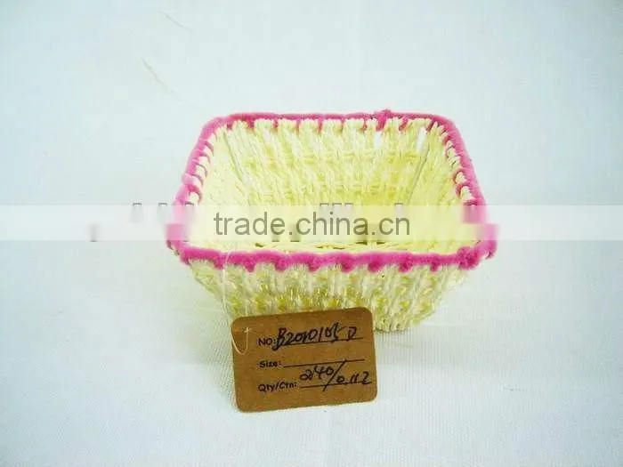 Paper rope woven iron frame storage gift basket