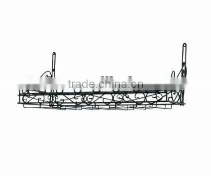 Metal Wine Bottle and Glass Wall Rack, Matte Black