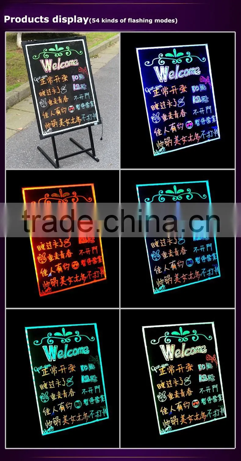 Neon glowing led menu board