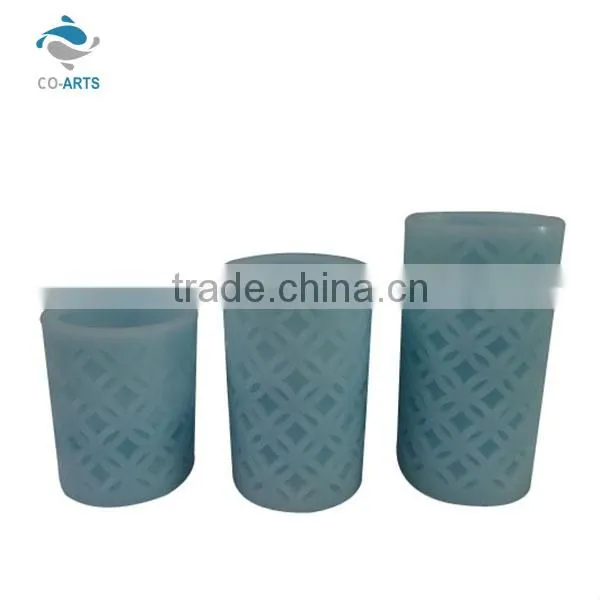 Battery charge blue carving flameless birthday led candle light