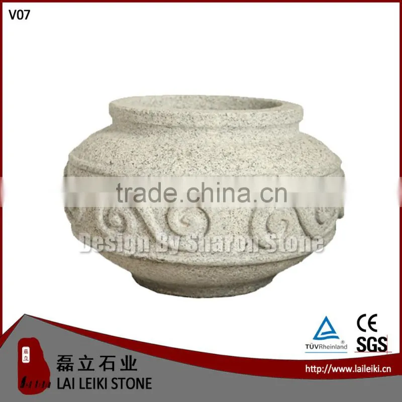 Natural Flamed Granite Antique Large Garden Pots