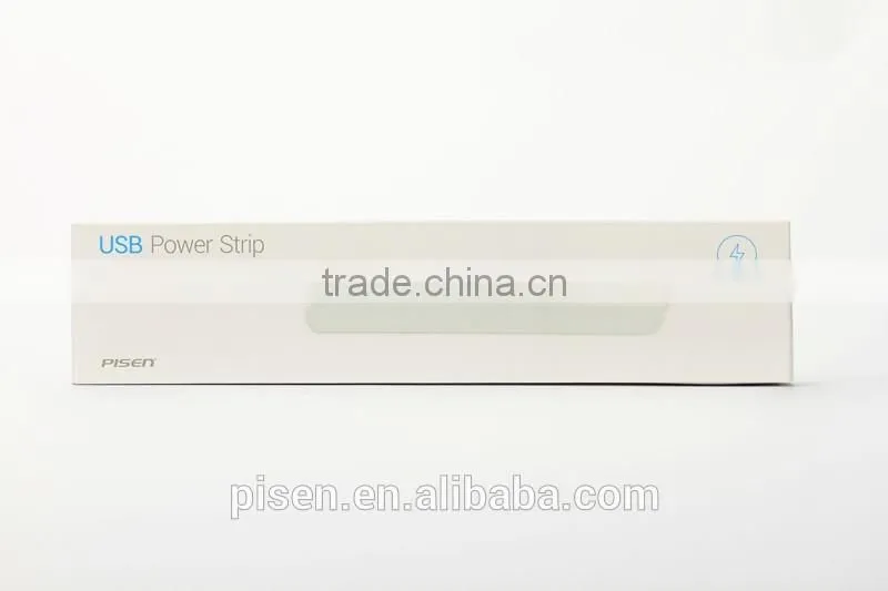 Pisen 1.8m 6ft Cable Fast Charging 3 Outles Power Strip With 1A 2.4A 2.4A 3 USB Charger