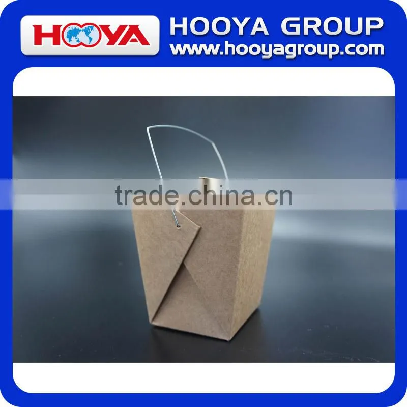 16oz /26oz /32oz disposable kraft paper food packing box with plastic handle,waterproof and oilproof