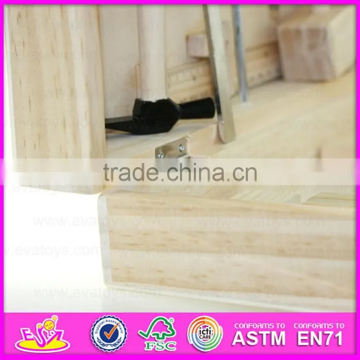 2015 Stock interesting kid wooden tool box toy,Funny play wooden toy tool box toy,Best sale wooden Workbench Tool Toy W03D021-A1