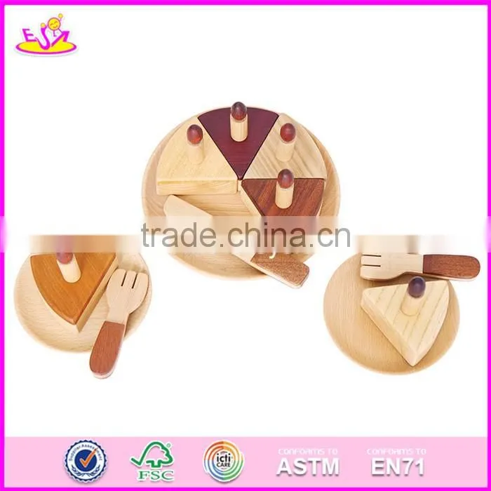 2017 New design simulation kids natural wooden birthday cake toy W10B180