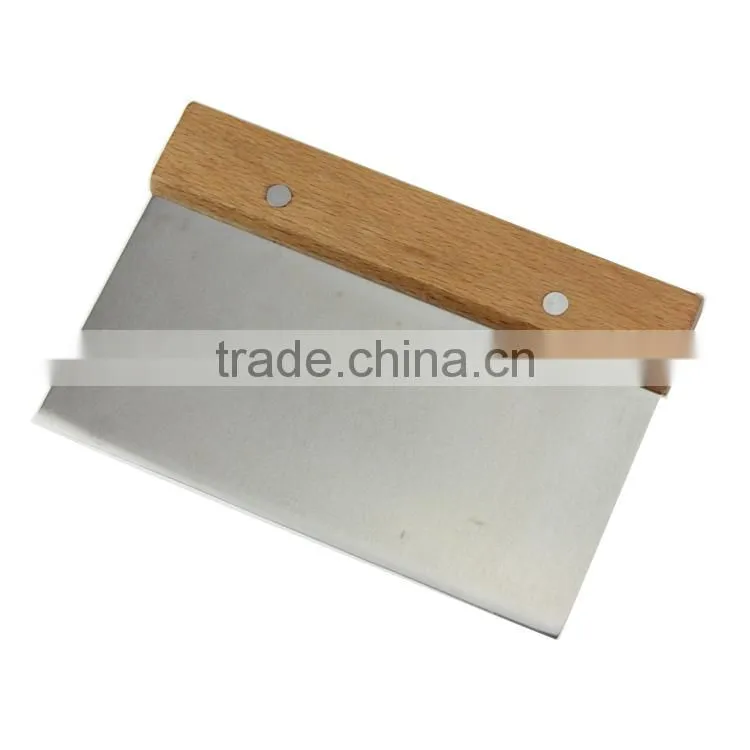 kitchen utensils stainless steel dough scraper with wood handle