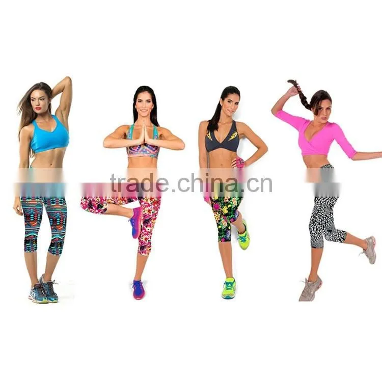 Activewear Women 3/4 Workout Capris Leggings Cropped Yoga Pants