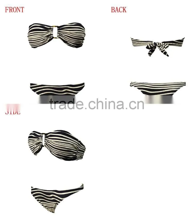 Cheap Stripe Printing Sexy Women Metallic bikini Swimwear Wholesale