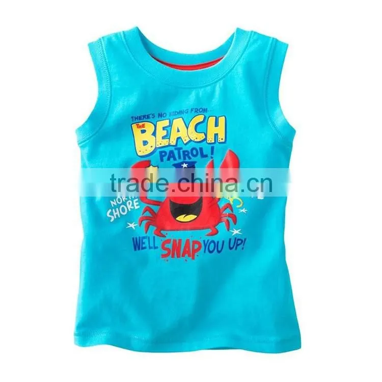 Fashion Design Custom Embroidery Wholesale Cheap 100 Cotton Kids Tank Top