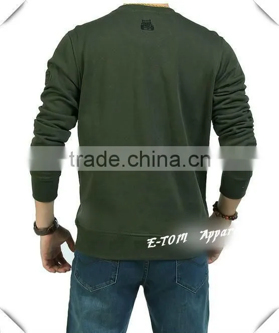 Mens cotton long sleeve flocking roundneck tshirts 201314