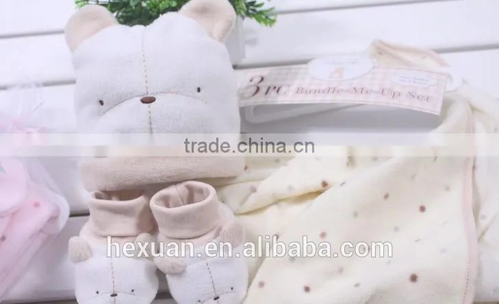 Mesh bag baby new winter animal hat and mitten set