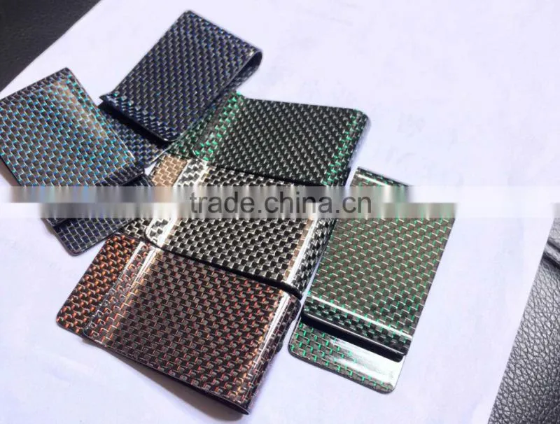 Luxury carbon fiber money clip mens wallet with money clip