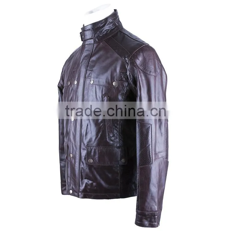 HIGH QUALITY SLIMFIT MEN BROWN RETRO LEATHER JACKET