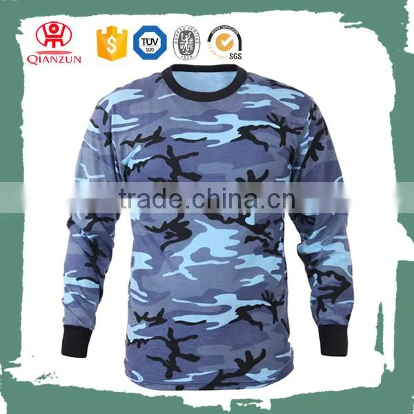 Custom camo men long sleeves collar t-shirt wholesale cheap