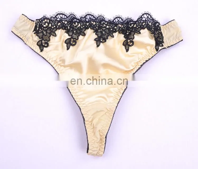 2015 Sexy Hot Gold Tone Black Lace ladies Panties