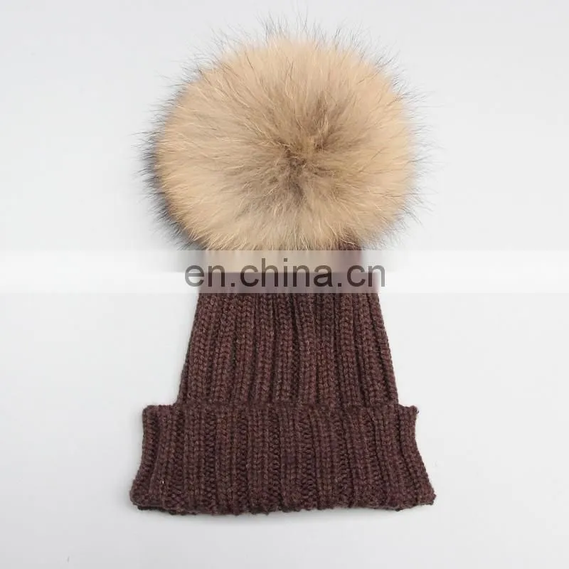 Alibaba Supply Kids Acrylic Beanie With Big Pompon