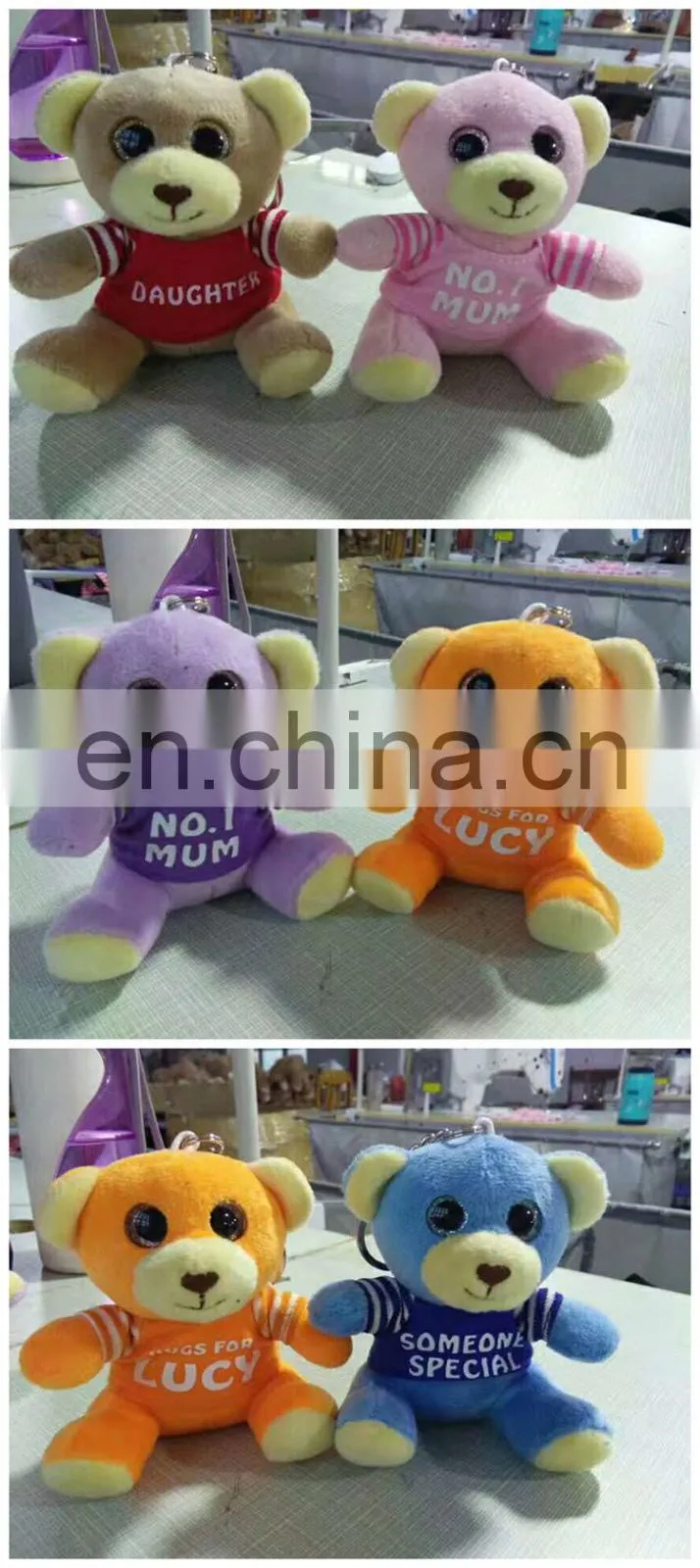 Teddy bear with t-shirt printed soft stuffed plush keychain toy