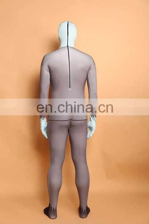 Unisex Adult Gray Slender Man Second Skin Zentai Suits Cosplay Dress