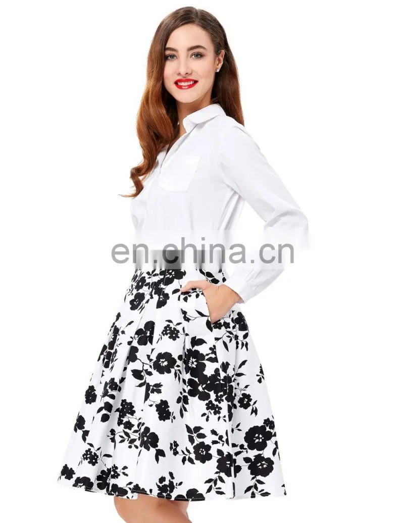 Grace Karin Occident Vintage Retro 50s Floral Pattern Cotton Skirt CL008925-9