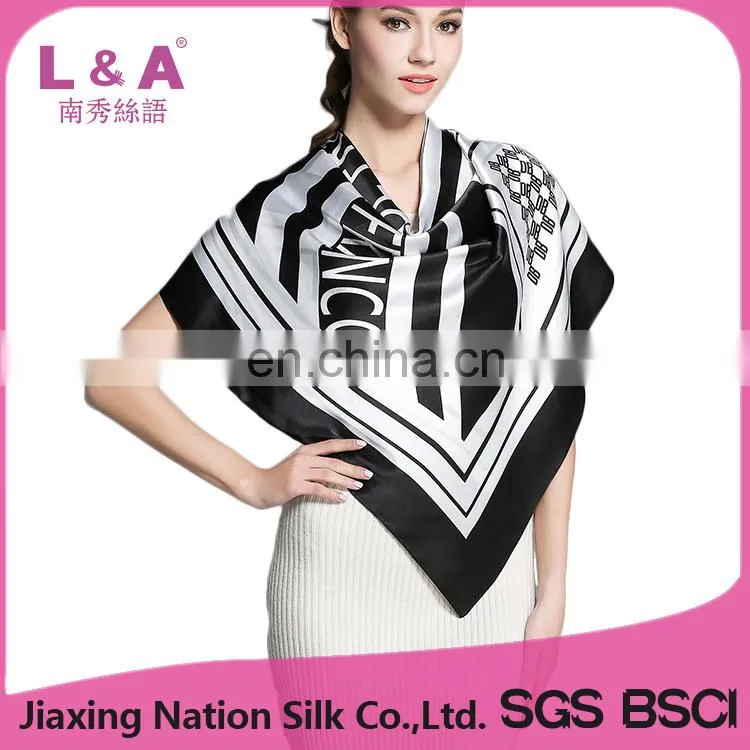 2017 lady silk satin square scarf