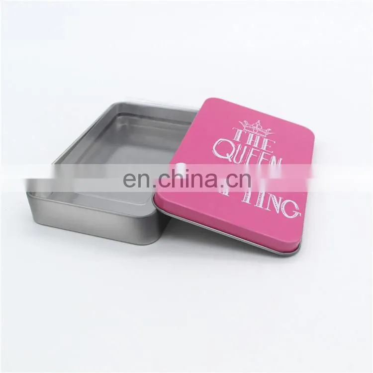 Custom rectangular colored name gift card packaging metal case tin box
