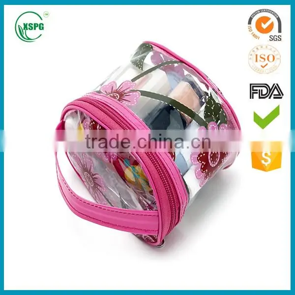 OEM wholesale clear zipper plastic transparent makeup ziplock PVC bags handbag