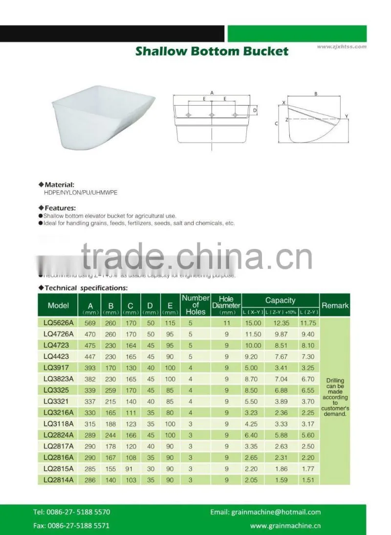 High quality Plastic Bucket for bucket elevator