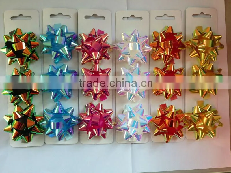 Gift Deluxe Fancy PET Bow For Festive Decoration Package/Matte Metallic ribbon star bow/holiday decortion star bow