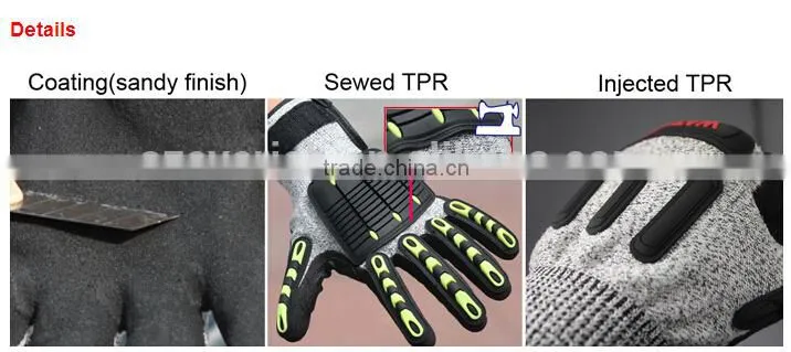 anti-cut high impact resistant TPR glove,Cut level 5