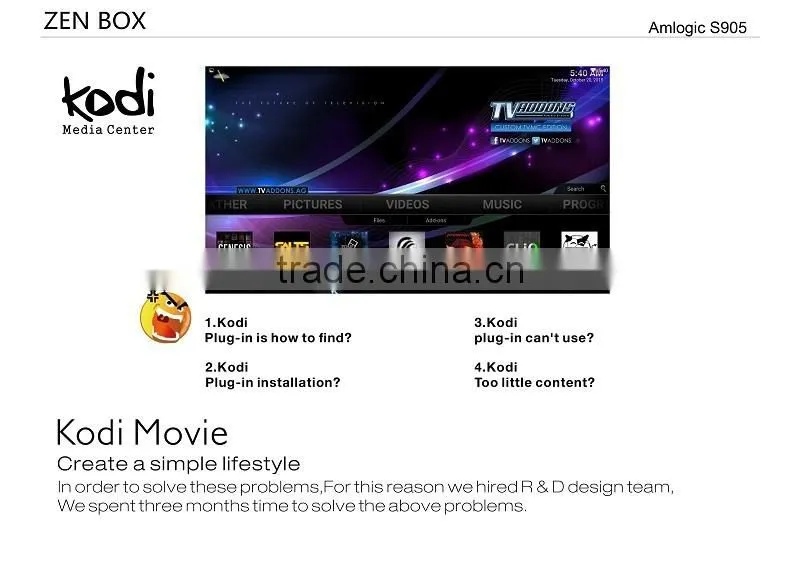 New Professional Brand Zen-Box 2GB DDR3 S905 HD 4K2K KODI IPTV Receiver Quad Core Android TV Box