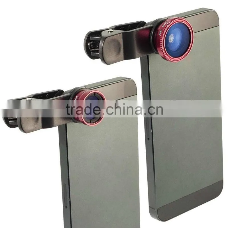 3in1 Clip Fish Eye Lens Wide extraposition Angle Macro Mobile Phone Lens fish eye