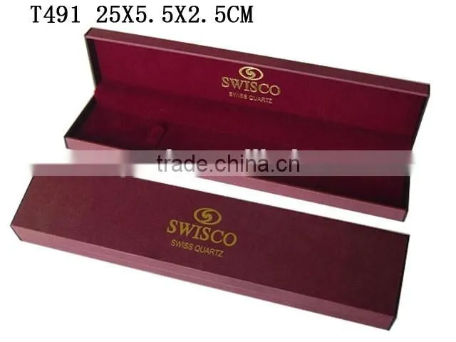 T491 Red Logo Printed Long Chain Jewelry Bracelet Box with Lining Velvet