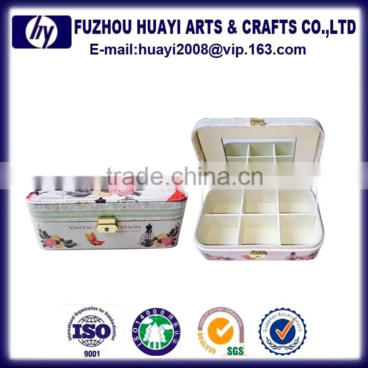Sexy custom antique handmade pu leather velvet jewelry box with drawers